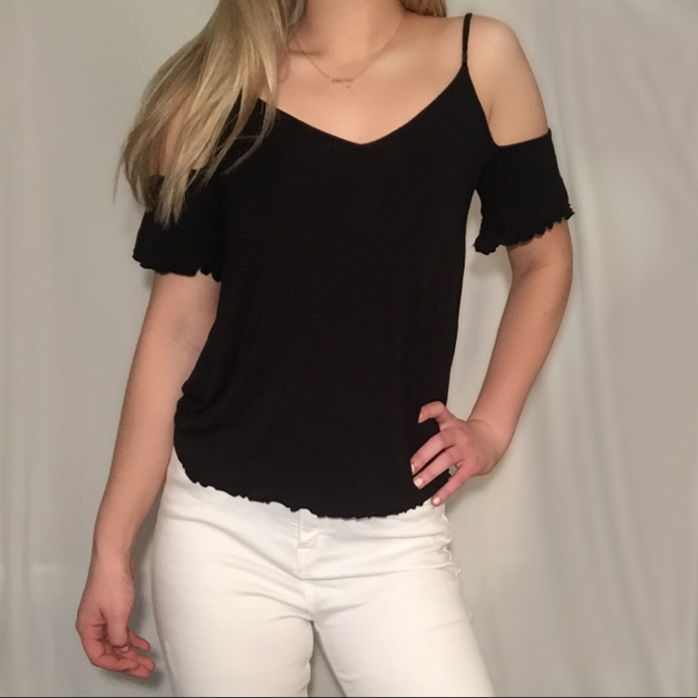 Black off the shoulder tank